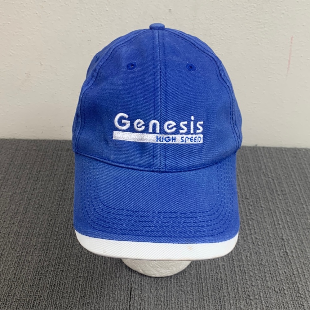 Genesis High Speed Baseball Hat Mens OSFA Blue White Strapback Cap 4164